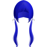 Deep Blue Pigtails Bows Long W Bangs