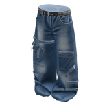 Denim Baggy Skater Cargo Pants