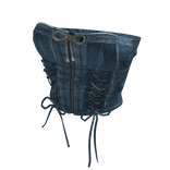 denim bow tie corset_TOP530_  light blue y2k