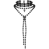 Designer Pearl Necklace Black + Silver