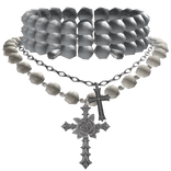 Diamond Pearl Jesus Cross Necklace Choker