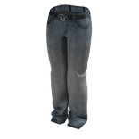 Dirty Wash Baggy Jeans w/ Belt (Blue 3)