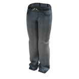 Dirty Wash Baggy Jeans w/ Belt (Blue 3)