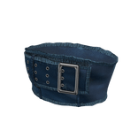 distressed denim belt crop top