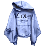 Distressed Fashion Hoodie On Floor (Blue)