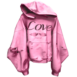 Distressed Fashion Hoodie On Floor (Pink)