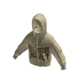 Distressed Graphic Hoodie w/ Chain (Beige)