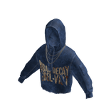 Distressed Graphic Hoodie w/ Chain (Blue)
