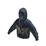 Distressed Graphic Hoodie w/ Chain (Blue Grey)