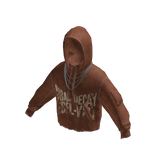 Distressed Graphic Hoodie w/ Chain (Orange)