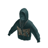 Distressed Graphic Hoodie w/ Chain (Teal)