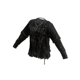 Distressed Layered Shirt w/ Chain (Black)