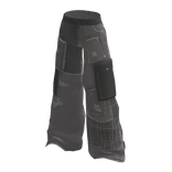 Distressed Patchwork Super Baggy Jeans - Grey