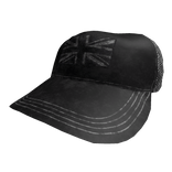Distressed Urban Black Tactical Patch Trucker Cap