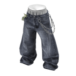 💗DOLLAR BAGGY JEANS WITH CHAIN_ASH BLUE