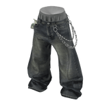 💗DOLLAR BAGGY JEANS WITH CHAIN_ASH GREEN