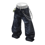 💗DOLLAR BAGGY JEANS WITH CHAIN_DARK BLUE