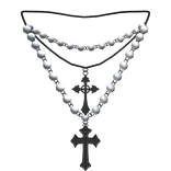 Double Cross Pearl Necklace 3.0 Black