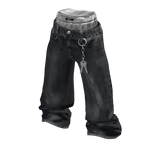 💜 Double Layered Street Denim Pants_Black