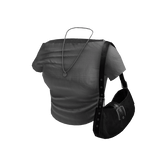 Downtown Girl Navy Top w/ Leather Bag Gray
