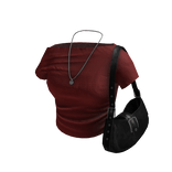 Downtown Girl Navy Top w/ Leather Bag Red