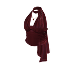 Draped Halter Top with Side Tie (Burgundy)
