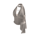 Draped Halter Top with Side Tie (Gray)