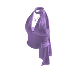 Draped Halter Top with Side Tie (Purple)