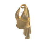Draped Halter Top with Side Tie (Yellow)