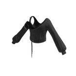 Draped Ruched Crop Top (Black)