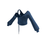 Draped Ruched Crop Top (Blue)