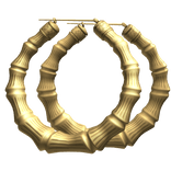 Earrings Chunky Golden Bamboo Hoops Bone Jewelry