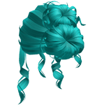 Elegant Curly Updo Twin Bun (Aqua Mermaid)