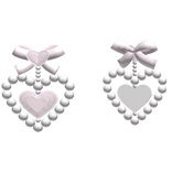 ♡ elegant pink pearl heart with bow earrings