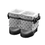 Elegant Polka Dot Hime Gyaru Bow Fur Heel Boots 