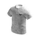 Embossed Stallion Polo w/ 2 Toned Collar White