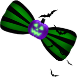 🎃. ⭑EMISSIVE Green Jack O'Lantern Striped Bat Bow
