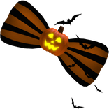 🎃. ⭑EMISSIVE Orange Jack O'Lantern Stripe Bat Bow