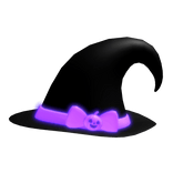 [EMISSIVE] purple halloween witch hat pumpkin bow