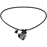 Emo black bowed heart with cat necklace 3.0