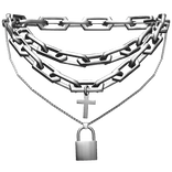 Emo Cross Locket Chain Necklace Silver 3.0
