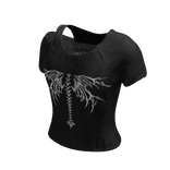 Emo Cyberwings Grunge Off Shoulder Printed Shirt