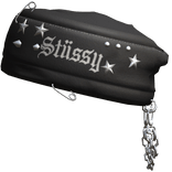 Emo Goth Y2K Chrome Beret Black