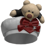 Emo Gothic Teddy Bear Bow Beret White