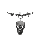 emo silver skull necklace