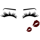 Eyelashes w Red Kiss Marks