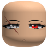 Face with a Glowing Red White Blind Eye and a Scar