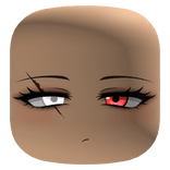 Face with a Glowing Red White Blind Eye and a Scar