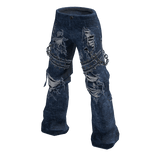 Faded Blue torn denim street stud jeans Pants
