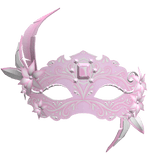 Feathered Masquerade with flowers - light pink